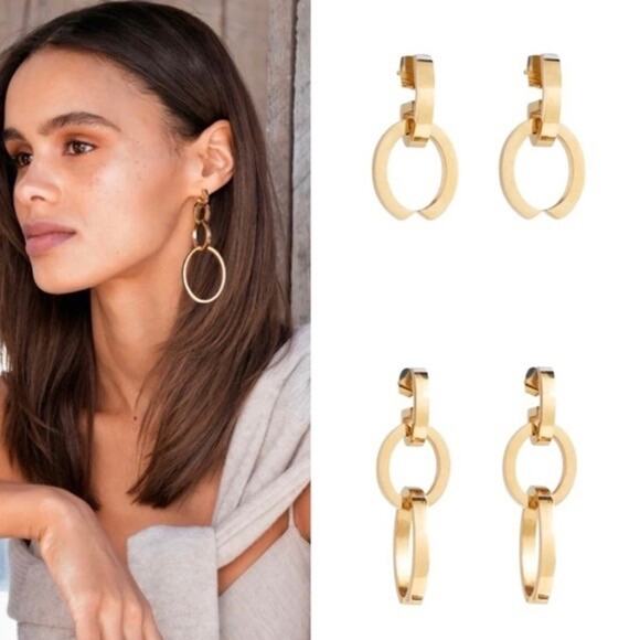 Vita Fede Cassio NWT Gold Earrings NWT Adjust to Wear Multiple Ways - Picture 1 of 9